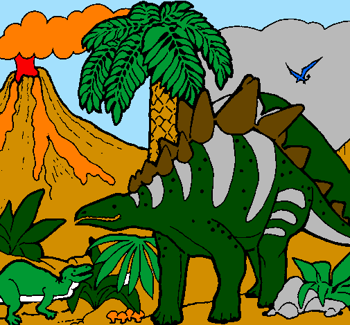 Dibuix Família de Tuojiangosauris pintat per Sandra Justicia