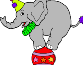 Dibuix Elefant sobre una pilota pintat per eo