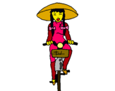Dibuix Xina amb bicicleta pintat per xina