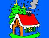 Dibuix Casa en la neu  pintat per Meritxell