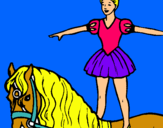 Dibuix Trapezista a sobre de cavall pintat per elia currius