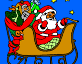 Dibuix Pare Noel en el seu trineu  pintat per Oriol