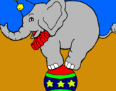 Dibuix Elefant sobre una pilota pintat per iman