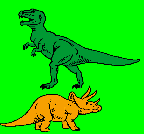 Dibuix Triceratops i tiranosaurios rex  pintat per victor gutierrez prieto