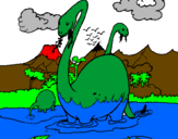 Dibuix Apatosauris en l'aigua  pintat per Diego