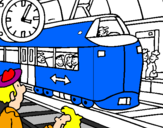 Dibuix Estació de ferrocarrils pintat per MERITXELL