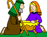 Dibuix Adoren al nen Jesús  pintat per Pessebre 1