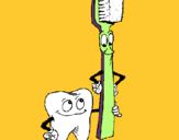 Dibuix Queixal i raspall de dents pintat per Andrea A.S.