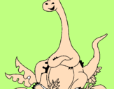 Dibuix Diplodocus assegut  pintat per JORDI SUBIES