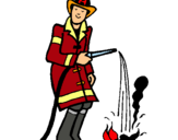 Dibuix Bomber sufocant foc  pintat per bombera