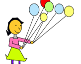 Dibuix Noia amb globus  pintat per anònim