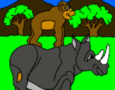 Dibuix Rinoceront i mono pintat per JOANA SP