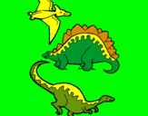 Dibuix Tres classes de dinosauris  pintat per Delord