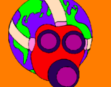 Dibuix Terra amb màscara de gas pintat per Eleni