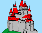 Dibuix Castell medieval pintat per mar
