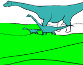 Dibuix Família de Braquiosauris pintat per ONA