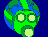 Dibuix Terra amb màscara de gas pintat per katia v p