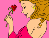 Dibuix Princesa amb una rosa pintat per hormiguita