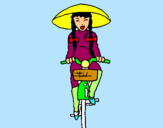 Dibuix Xina amb bicicleta pintat per aina