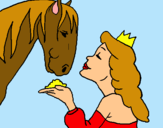 Dibuix Princesa i cavall pintat per mara  .B  .A