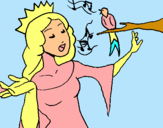 Dibuix Princesa cantant pintat per estel