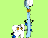 Dibuix Queixal i raspall de dents pintat per anna