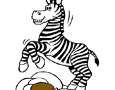 Dibuix Zebra saltant pedres pintat per zebra