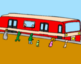 Dibuix Passatgers esperant al tren  pintat per ivan parra rdz
