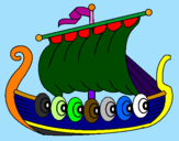 Dibuix Vaixell víking  pintat per damià