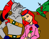 Dibuix Sant Jordi y la princesa pintat per quer