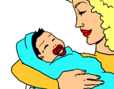 Dibuix Mare amb la seva nadó II pintat per ada