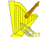 Dibuix Arpa, flauta i trompeta pintat per ALVARO