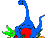 Dibuix Diplodocus assegut  pintat per joan