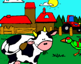 Dibuix Vaca en la granja  pintat per lucia y sara