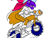 Dibuix Bruixa en moto pintat per maria pont dominguez