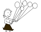 Dibuix Noia amb globus  pintat per GERARDF