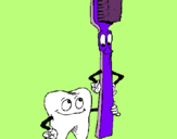 Dibuix Queixal i raspall de dents pintat per Clara *