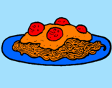 Dibuix Espaguetis amb carn pintat per nacho    3
