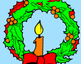 Dibuix Corona de nadal i una espelma pintat per pol