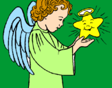 Dibuix Àngel i estrella pintat per heba