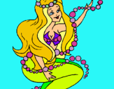 Dibuix Sirena entre bombolles pintat per flavia