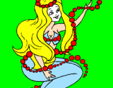 Dibuix Sirena entre bombolles pintat per fatima