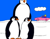 Dibuix Família pingüí  pintat per aina