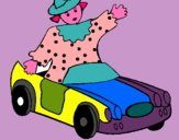 Dibuix Nina en un cotxe descapotable  pintat per IRENE