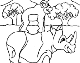 Dibuix Rinoceront i mono pintat per clara