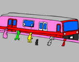 Dibuix Passatgers esperant al tren  pintat per Adrian