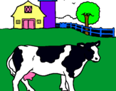 Dibuix Vaca pasturant pintat per fernando