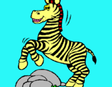 Dibuix Zebra saltant pedres pintat per MARAT
