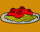 Dibuix Espaguetis amb carn pintat per maria