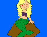 Dibuix Sirena asseguda en una roca  pintat per ester 1A